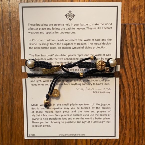 NWT My Saint My Hero Pearl Bracelet Set. - Picture 2 of 4